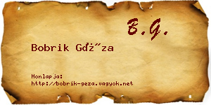 Bobrik Géza névjegykártya
